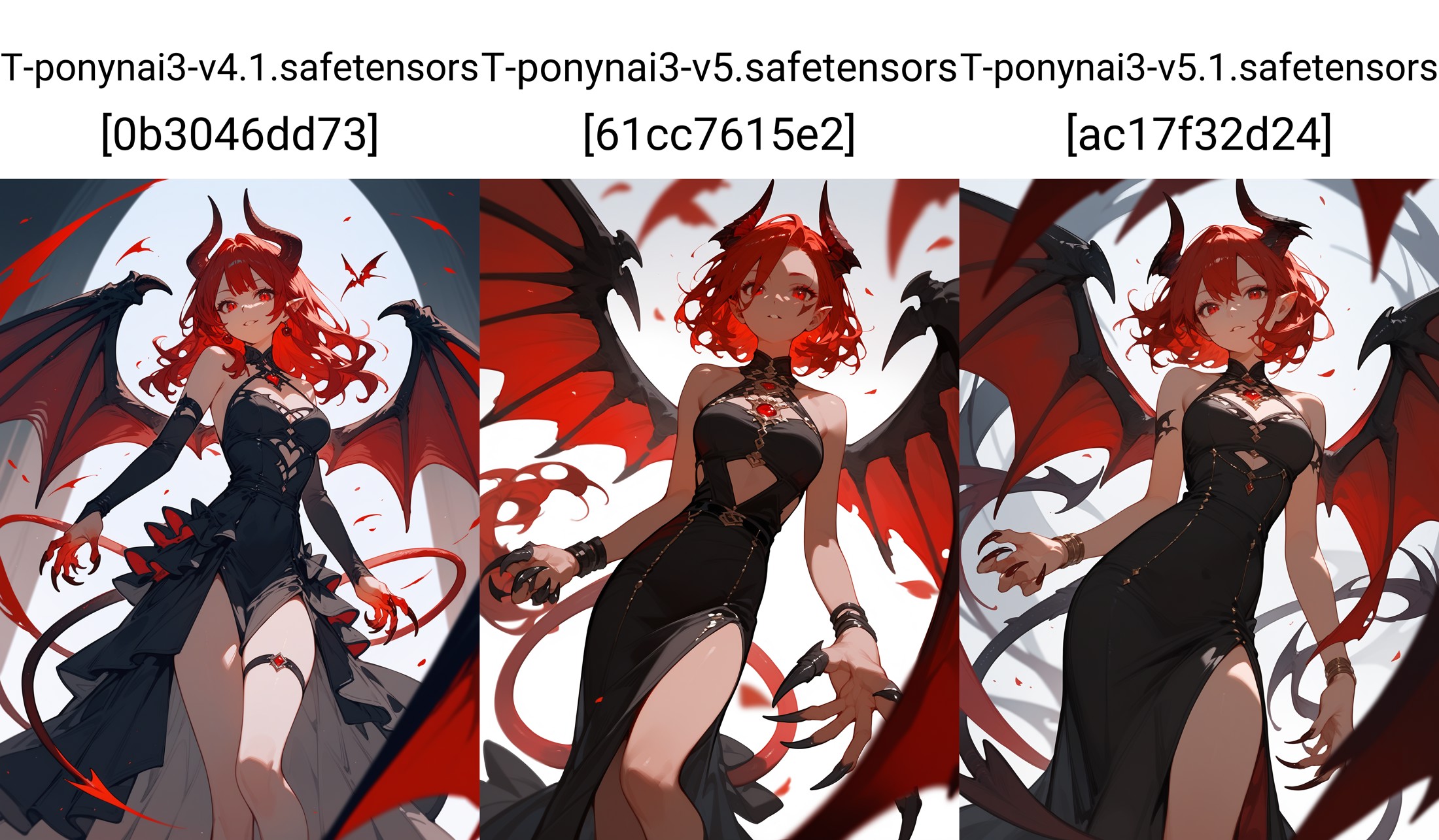 (score_9,score_8_up,score_7_up),1girl,girl demon,red hair,red eyes,wings,claws,black dress,beautiful_face,